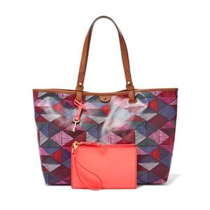 Fossil Rachel Geometric Multicolored Tote